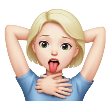 Arms Crossing holding neck in a chocking position with tounge out  sticker