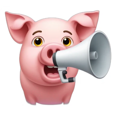 face of a pig talking into megaphone sticker