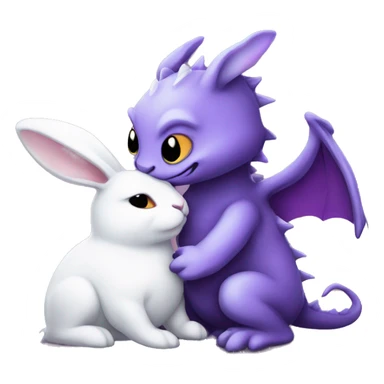 Purplr dragon hugging a white bunny sticker