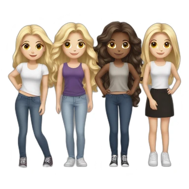 group of 6 grils friends, 3 blondes, 3 brunettes sticker