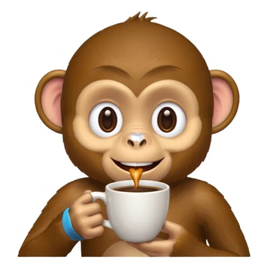 monkey sipping coffee sticker