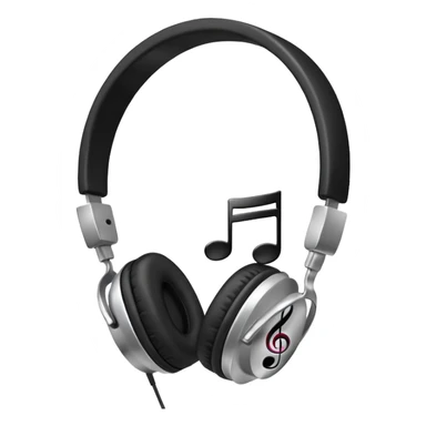 headphones with a music note sticker