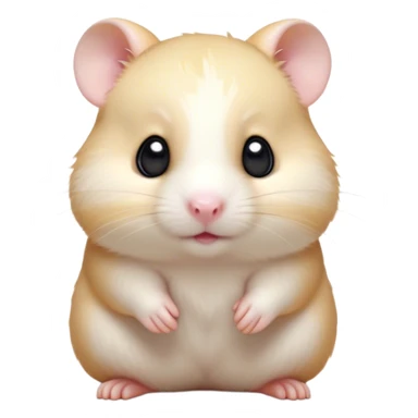 Cinematic Cute Cream Hamster Portrait Emoji, Head tilted playfully and inquisitively, featuring a silky, pristine cream fur with a gentle sheen, round, sparkling dark eyes filled with curiosity, Simplified yet irresistibly adorable features, highly detailed, glowing with a warm, friendly glow, high shine, affectionate and lively, stylized with a touch of whimsy, bright and endearing, soft glowing outline, capturing the essence of a mischievous yet loving hamster, so playful it feels like it could dash out of the screen and into your arms! sticker