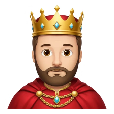Bearded King, Middle-aged king with trimmed brown beard, red cape., wearing crown sticker