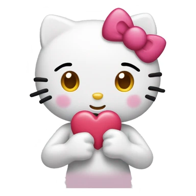 Hellokitty making a heart with her hands sticker