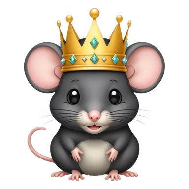 Con chuột đội vương miệng, tóc đen sticker