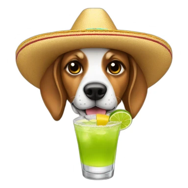 dog in sombrero holding margarita sticker