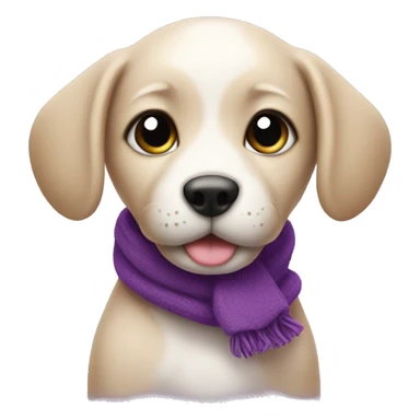 Cute puppy with a purple scarf on a neck sticker