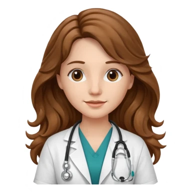 médica, cabelo castanho, pele branca, cabelo ondulado, cabelo comprido sticker