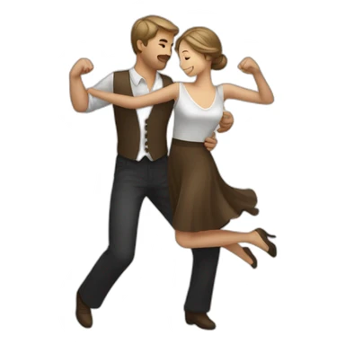White brown hair couple dancing swing sticker