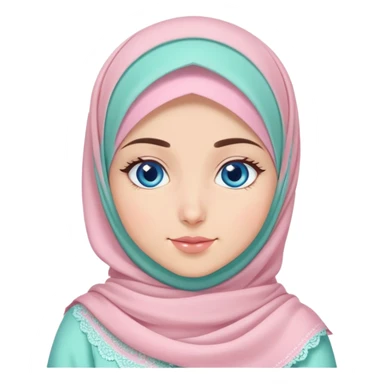 Turkish beautiful finish Konya girl blue eyes with sugar pink and mint hijab islamic dress and with celebrating the eid days  sticker