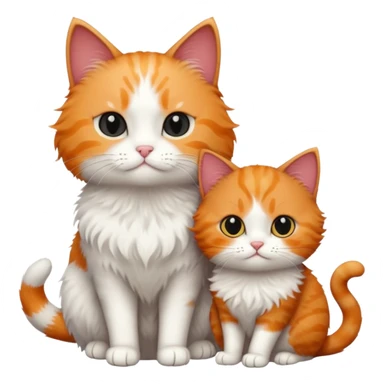 white cat and a black smaller cat and ginger short hair  sticker