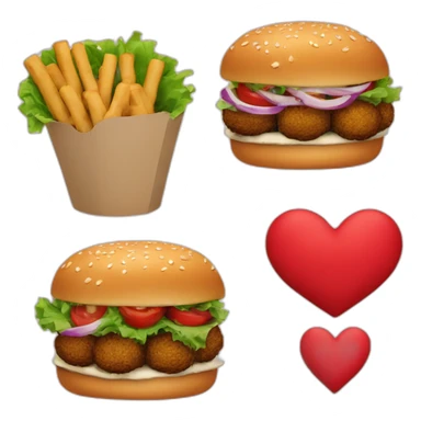 Falafel burger and a red heart sticker