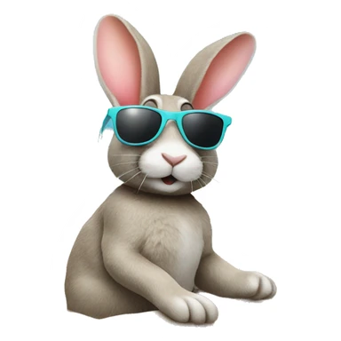 sunglasses rabbit lays on beach sticker