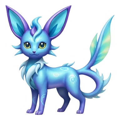 Shiny Iridescent Nebulae Espeon-Lumineon-Vaporeon-Amaura-Glaceon-Dragonair-Fakémon-hybrid-creature (full body)  sticker