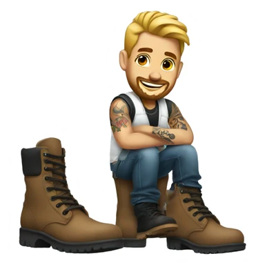 male tattoo artist with boots sticker