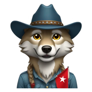 Wolf with cowboy hat and turkish flag sticker