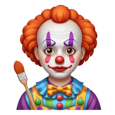 clown before make up with brush in hand sticker