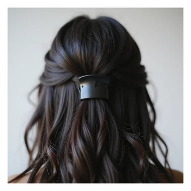 realistic hairclip, matte black, modern, photorealistic style sticker