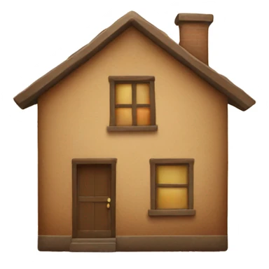 brown square house with a sun painted on it sticker