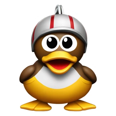 Brutus Buckeye sitting on a duck sticker
