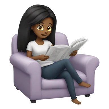 basic-blackhair-girl-reading sticker