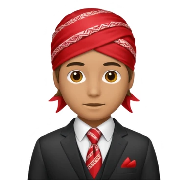 Character wearing a bandana and a suit sticker