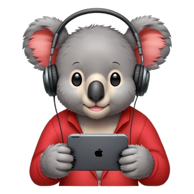 red koala in headphones sticker