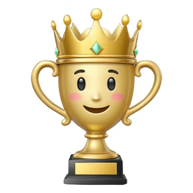 Win Emoji

Glossy 3D emoji showing a gold trophy with a small crown, glowing effect, black and gold theme. sticker