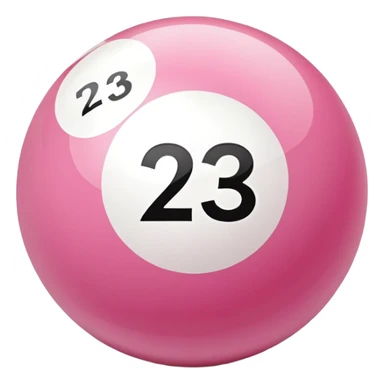 pink billiard ball with the number 23 inside a white circle sticker