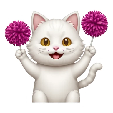 cheerleading white cat with pom pom sticker