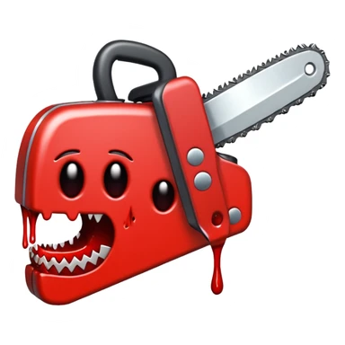 Chainsaw, blood dripping, cartoon horror emoji, no background sticker