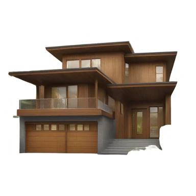 Unique Front facing modern house with wood features sticker