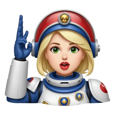 woman space marine salutes tongue out sticker