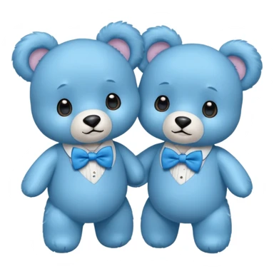 sweet twin little blue bears with blue bow tie sitting sticker