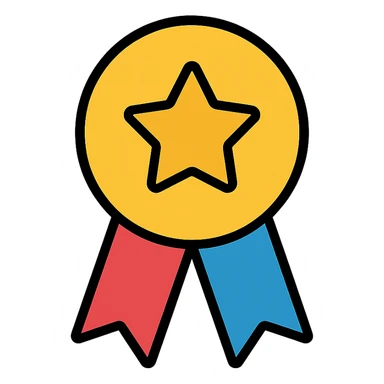 vector icon of a top review with gold and colorful elements, elegant and minimalist flat design, isolated on white background, award badge style, 2D flat vector, trending icon look, soft shadows, no text, perfect for commercial use sticker