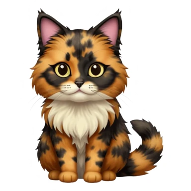 long hair tortoiseshell cat with a black face sticker