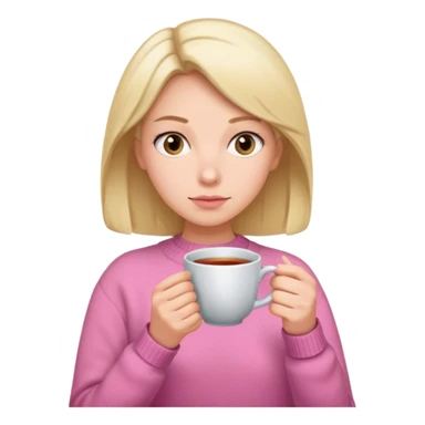 woman whith a pink sweat who is cold whith a cup of tea sticker