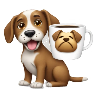 perro con taza de cafe sticker