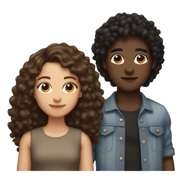 3 friends the friend on the left has brown skin and dark brown straight hair the one in the middle has brown skin brown curly hairs the one on the right has  white skin whit black straight hair  sticker