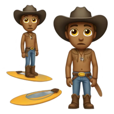 sad cowboy with surfboard sticker