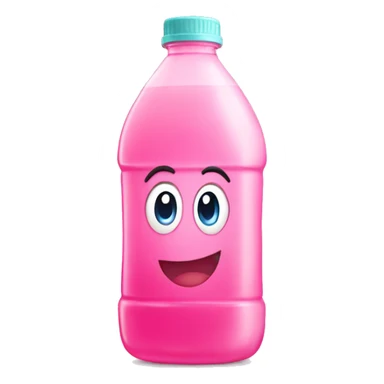 plastic bottle with crystaline pink liquid sticker