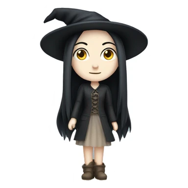 Long black haired witch with pale skin sticker