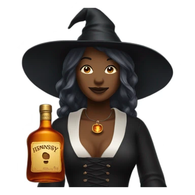 witch with hennessy bottle sticker