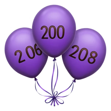 baloons with 2026 year to put on the menu in dark brown and violet sticker