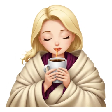 Glamour girl inside a blanket sipping coffee eyes closed sticker