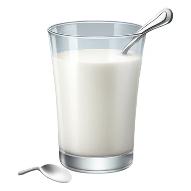 Milk at glass and spoon sticker