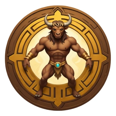 solarpunk style, oil paint - skinny The Minotaur lurks in the middle of the labyrinth sticker