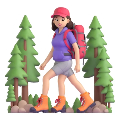 Outdoorsy woman with hiking boots and forest background sticker