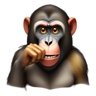 Funny Mandrill with a human look putting his index finger in his nose sticker